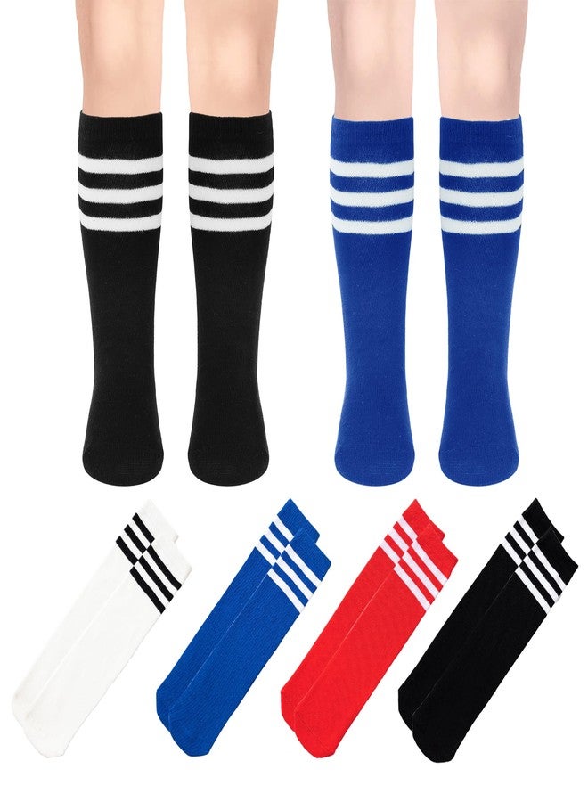 LPMOERA 4 Pairs Toddler Soccer Socks Girls Boys Baseball Softball Sock Football Knee-High Athletic Socks 4-7T - Image 2