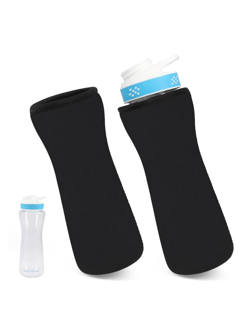 2PCS Sleeve for Cirkul Water Bottle 22 oz, Water Bottle Sleeve for Cirkul Plastic & Stainless Steel Bottle, Neoprene Insulated Water Bottle Cover for Retaining Temperature (Black)