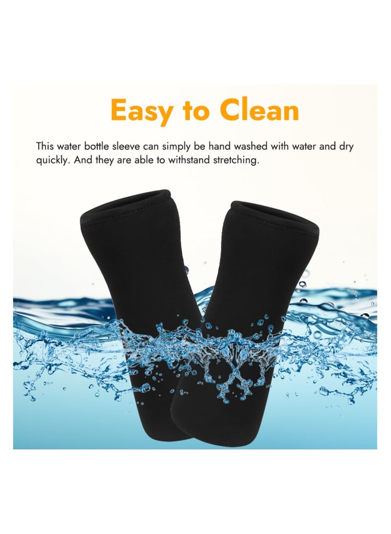 2PCS Sleeve for Cirkul Water Bottle 22 oz, Water Bottle Sleeve for Cirkul Plastic & Stainless Steel Bottle, Neoprene Insulated Water Bottle Cover for Retaining Temperature (Black)