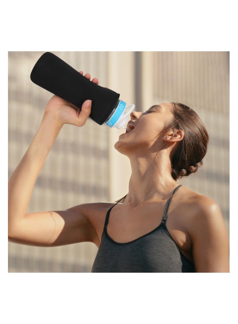 2PCS Sleeve for Cirkul Water Bottle 22 oz, Water Bottle Sleeve for Cirkul Plastic & Stainless Steel Bottle, Neoprene Insulated Water Bottle Cover for Retaining Temperature (Black)