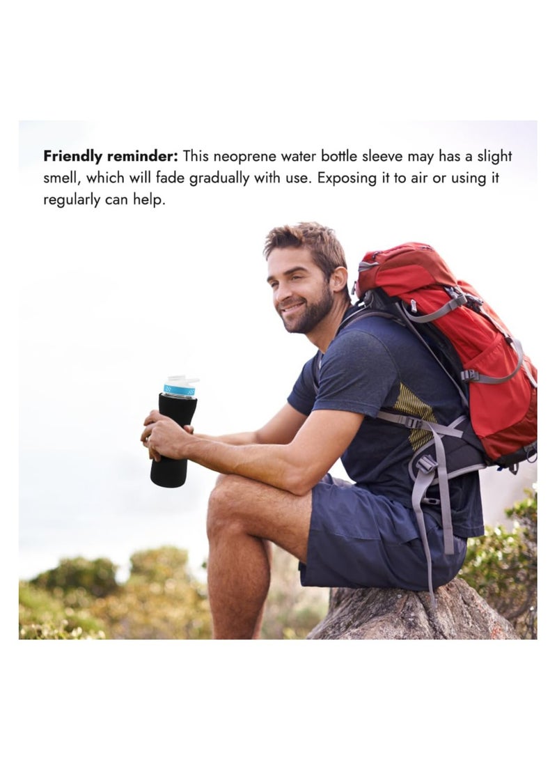 2PCS Sleeve for Cirkul Water Bottle 22 oz, Water Bottle Sleeve for Cirkul Plastic & Stainless Steel Bottle, Neoprene Insulated Water Bottle Cover for Retaining Temperature (Black)