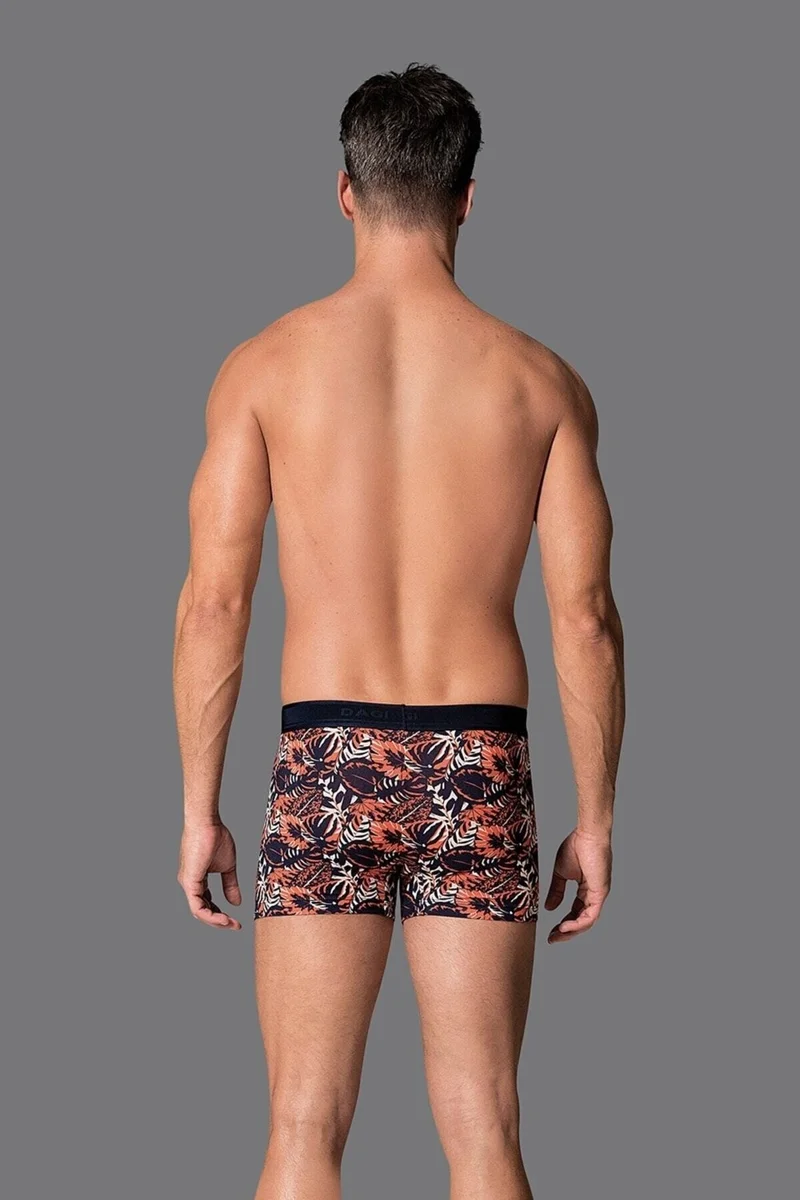 Eros Men's Orange Navy Blue Compact Leaf Boxer (3 Piece Eco Pack)