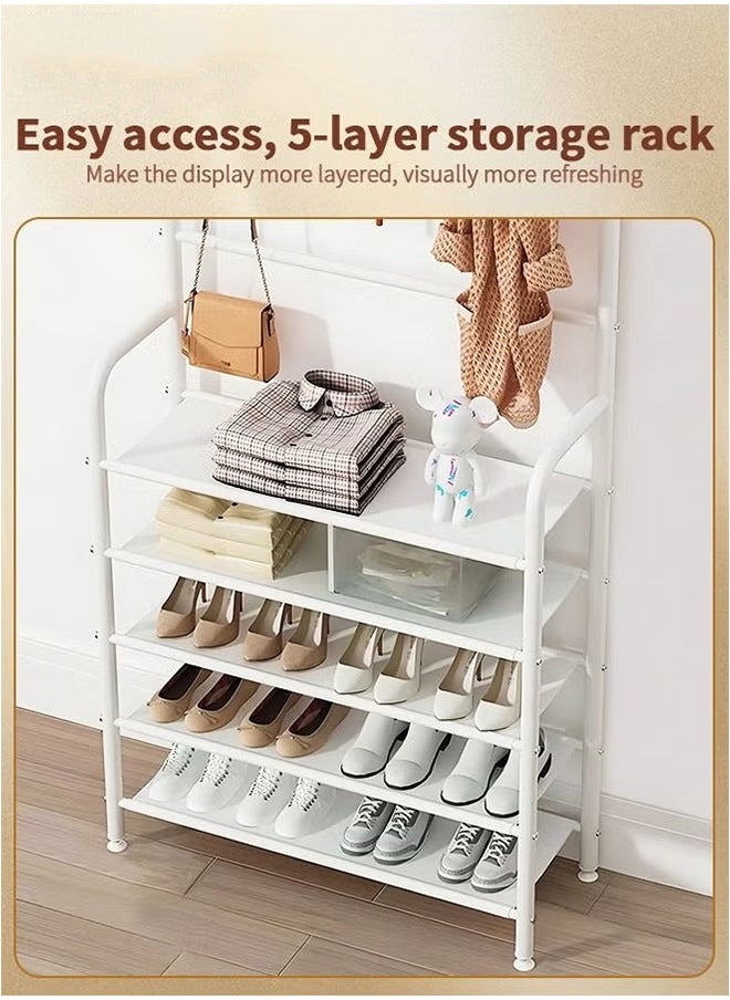 Arabest Cloak Rack with 5 Tier Shoe Rack Easy to Assemble White 165*80*25CM  - Image 3