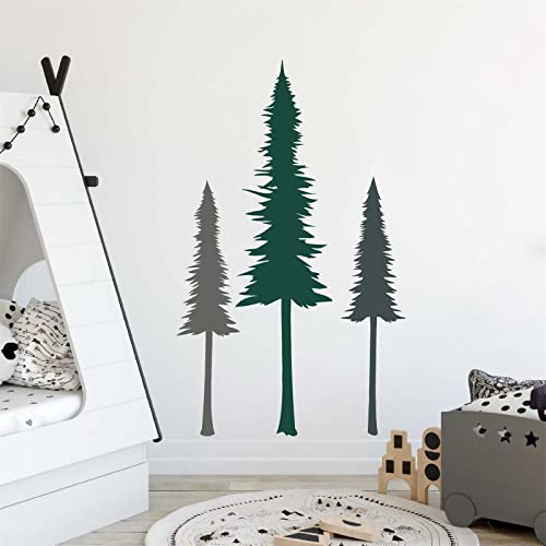 Easu Large Pine Evergreen Tree Wall Sticker - Forest Art Nature Decor - Removable Vinyl Stickers - Woodland Tree Wall Decal - Nursery Kids Bedroom Living Room Decorations - Image 1