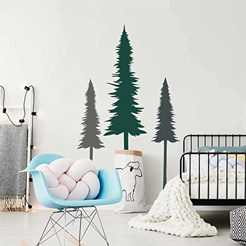 Easu Large Pine Evergreen Tree Wall Sticker - Forest Art Nature Decor - Removable Vinyl Stickers - Woodland Tree Wall Decal - Nursery Kids Bedroom Living Room Decorations - Image 5