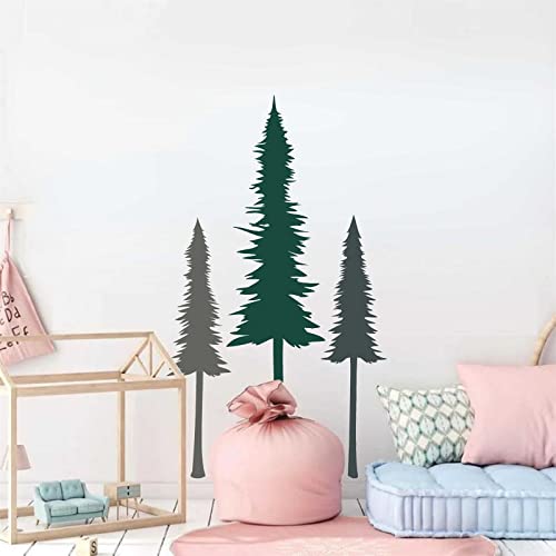 Easu Large Pine Evergreen Tree Wall Sticker - Forest Art Nature Decor - Removable Vinyl Stickers - Woodland Tree Wall Decal - Nursery Kids Bedroom Living Room Decorations - Image 4