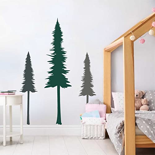 Easu Large Pine Evergreen Tree Wall Sticker - Forest Art Nature Decor - Removable Vinyl Stickers - Woodland Tree Wall Decal - Nursery Kids Bedroom Living Room Decorations - Image 2