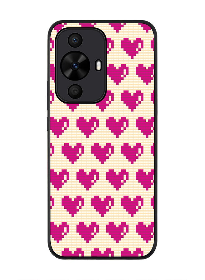 Stylizedd Rugged Black edge case for Huawei nova 12s / Huawei nova 11/ Huawei nova 12 Lite 4G, Slim fit Flexible Anti Drop Thin Cover - Pixel Hearts - Image 1