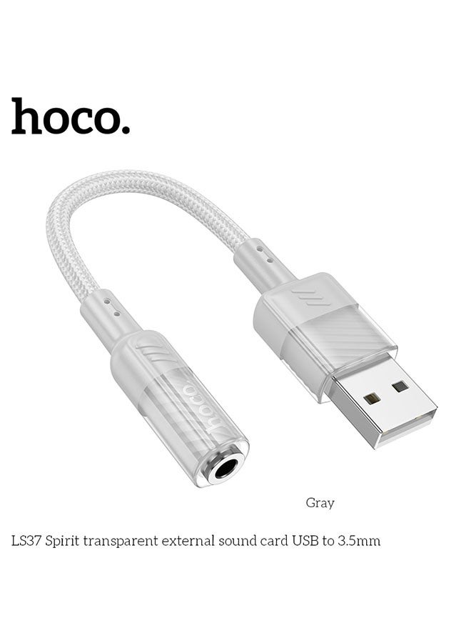 hoco. LS37 Spirit (USB to 3.5mm) Transparent External Sound Card(Silver)  - Image 2