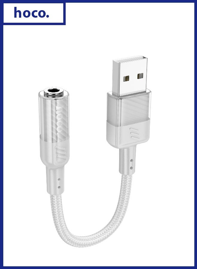 hoco. LS37 Spirit (USB to 3.5mm) Transparent External Sound Card(Silver)  - Image 1