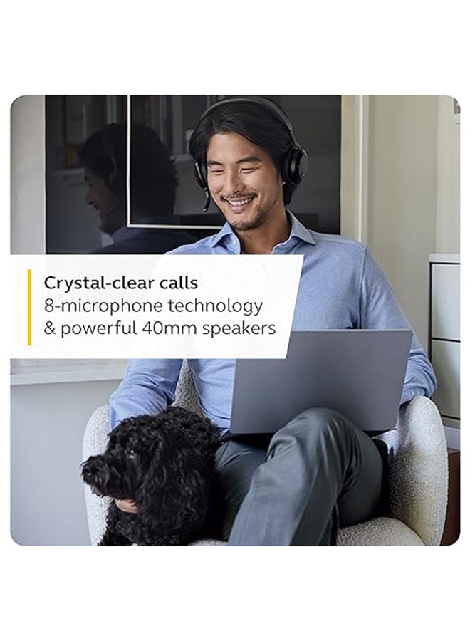 Jabra Evolve2 75 PC Wireless Headset with 8-Microphone Technology - Dual Foam Stereo Headphones with Advanced Active Noise Cancelling, USB-C Bluetooth Adapter and MS Teams-Compatibility Black - Image 3