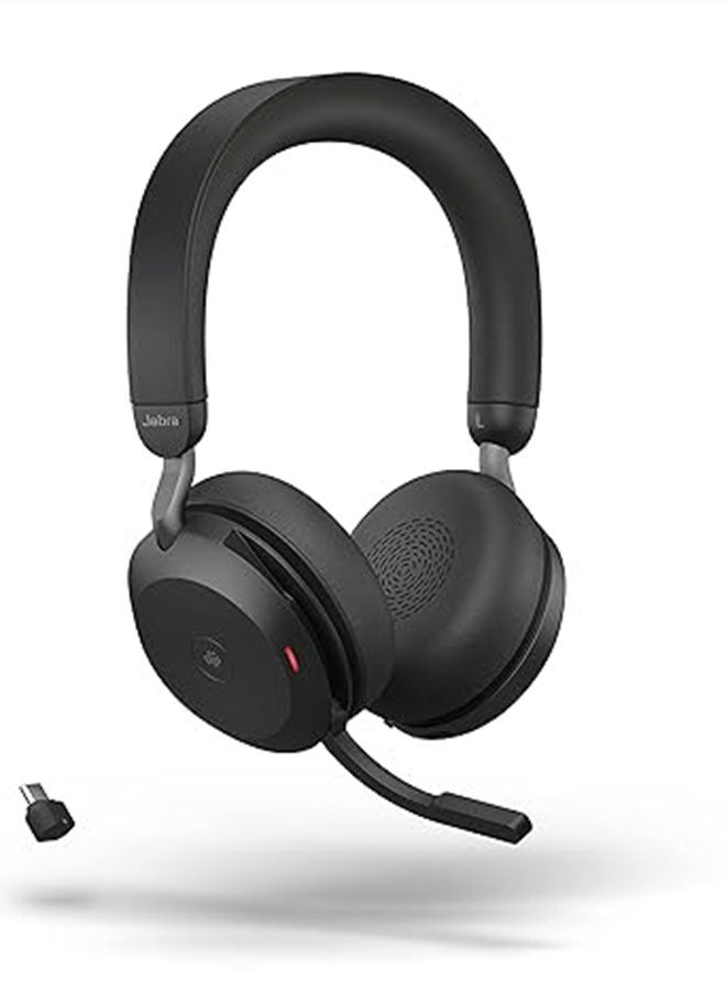 Jabra Evolve2 75 PC Wireless Headset with 8-Microphone Technology - Dual Foam Stereo Headphones with Advanced Active Noise Cancelling, USB-C Bluetooth Adapter and MS Teams-Compatibility Black - Image 1