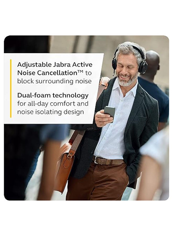 Jabra Evolve2 75 PC Wireless Headset with 8-Microphone Technology - Dual Foam Stereo Headphones with Advanced Active Noise Cancelling, USB-C Bluetooth Adapter and MS Teams-Compatibility Black - Image 2