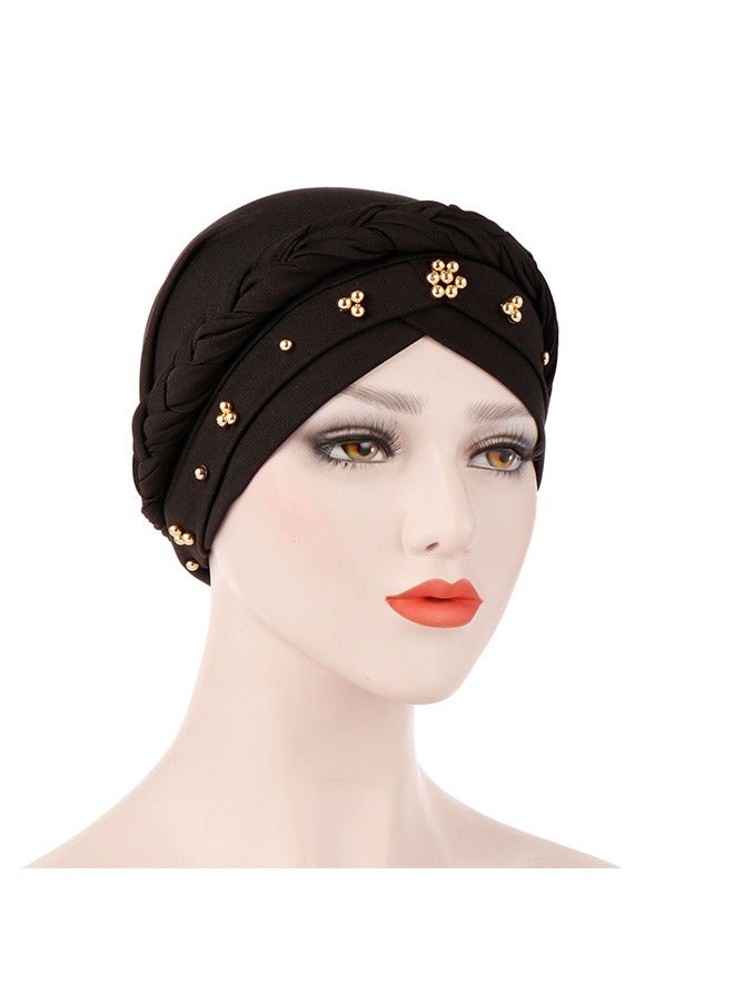 أخبار 3 PCS Spring Autumn Cap Cap Women Wrap Braid Braid Turban الإسلامية الرطوبة الرطوبة الفطرية للنساء للنساء باللون الأسود باللونين الأبيض - Image 2