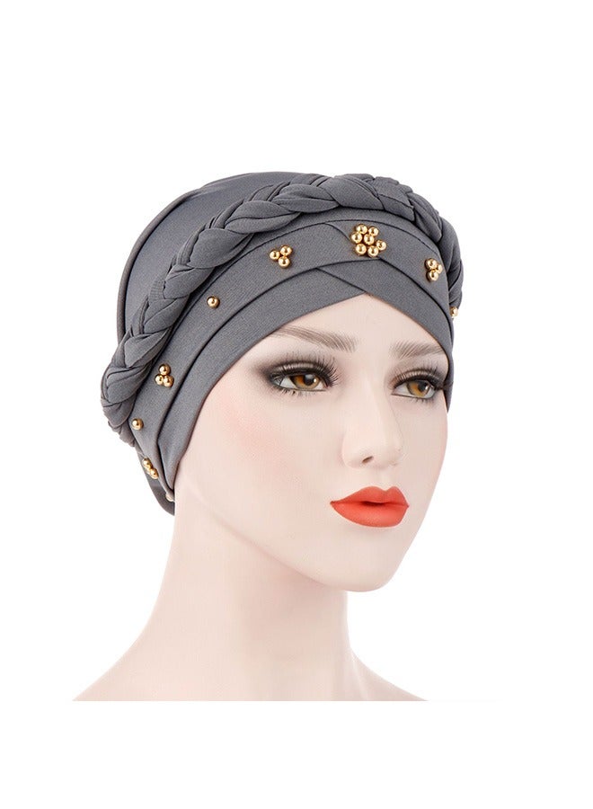 أخبار 3 PCS Spring Autumn Cap Cap Women Wrap Braid Braid Turban الإسلامية الرطوبة الرطوبة الفطرية للنساء للنساء باللون الأسود باللونين الأبيض - Image 4