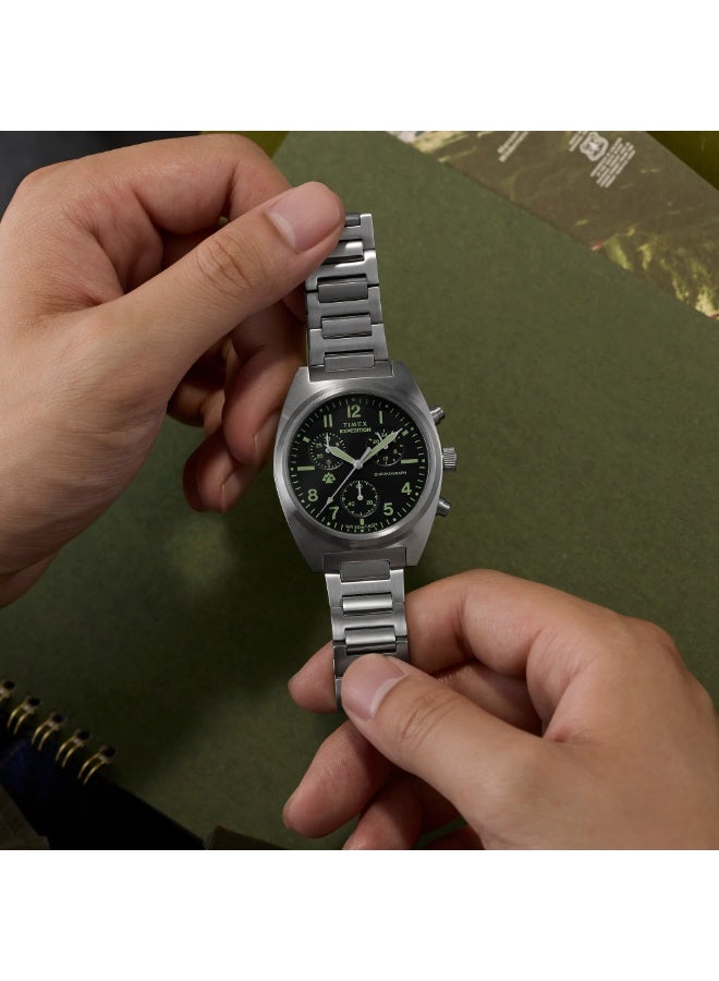 Timex Men's Stainless Steel Silver-Tone, Black Dial | TW2Y61200 - Image 3
