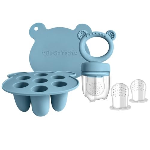 BIGSPINACH Baby Food Feeder Pacifier with Breast Milk Popsicle Teether-Silicone Forage Feeder for Babies-Breastmilk Storage Container and Freezer Tray-Teething Popsicle Molds for Soothing Relief - Image 1