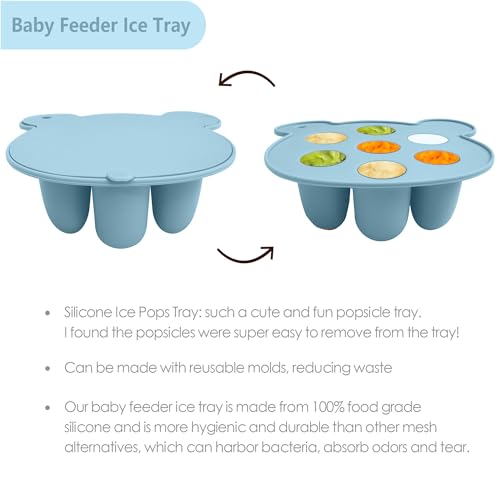 BIGSPINACH Baby Food Feeder Pacifier with Breast Milk Popsicle Teether-Silicone Forage Feeder for Babies-Breastmilk Storage Container and Freezer Tray-Teething Popsicle Molds for Soothing Relief - Image 5