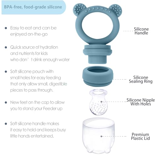 BIGSPINACH Baby Food Feeder Pacifier with Breast Milk Popsicle Teether-Silicone Forage Feeder for Babies-Breastmilk Storage Container and Freezer Tray-Teething Popsicle Molds for Soothing Relief - Image 3