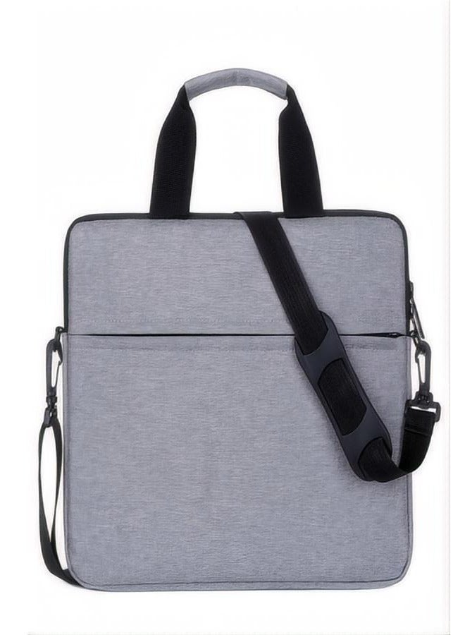 1 gray briefcase, solid color simple and lightweight portable laptop bag, portable business travel waterproof computer protective case, zipper style office computer bag, perfect gift. - Image 1