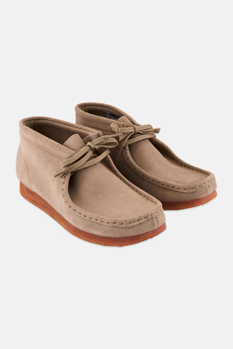 clarks Kids Wide Fit Boys Wallabee Lace Up Casual Boots, Tan  - Image 1