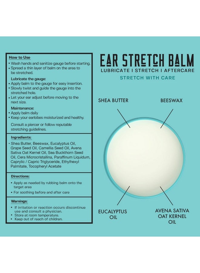 BASE LABORATORIES Ear Stretching Balm For Ear Gauges | Ear Stretching Balm For Earlobe Stretching & Preparation | All Natural Piercing Aftercare With Shea Butter & Eucalyptus Oil | 1.7 oz - Image 1