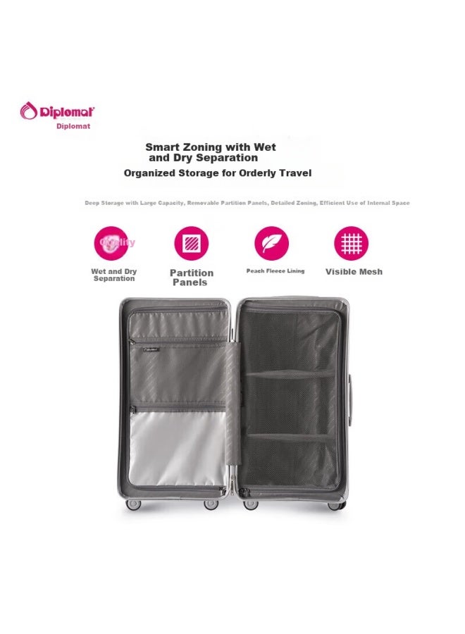 Diplomat Large Capacity Trolley Luggage Travel Suitcase Lock Tc-2619 Midnight Black 26 Inch - Image 2
