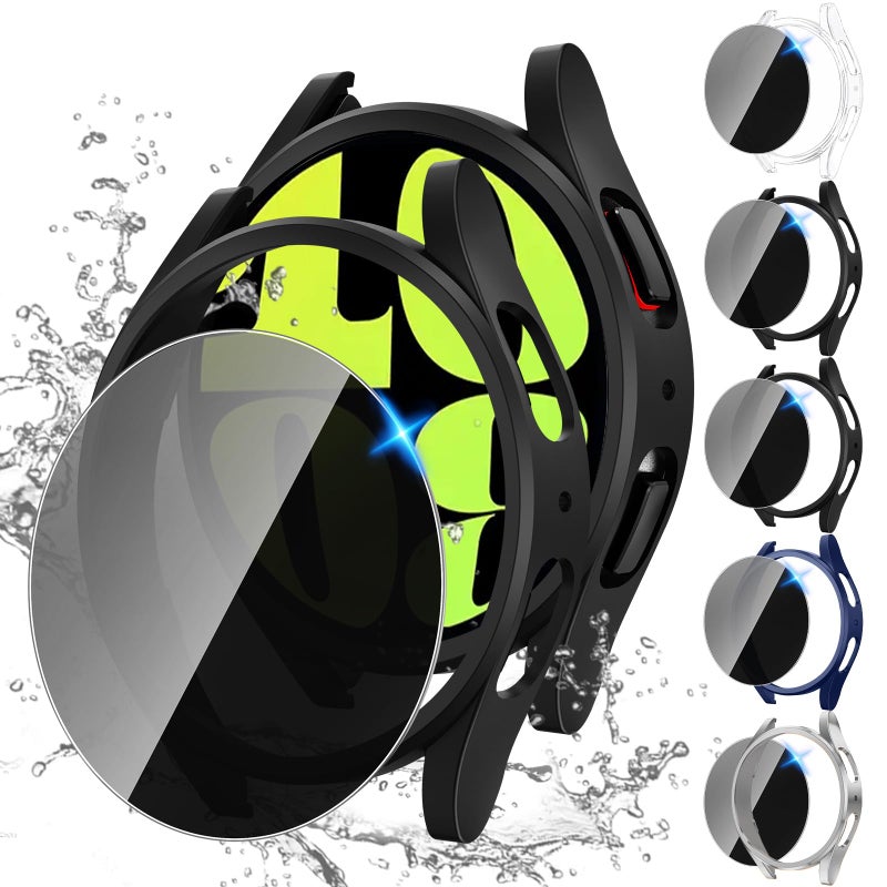 Tensea [5+5Pack for Samsung Galaxy Watch 6 Screen Protector Case 44mm Accessories, Hard PC Bumper/HD Anti-Fog Tempered Glass Protective Film, Face Cover Set, Galaxy Watch 6 Case for Women Men - Image 1