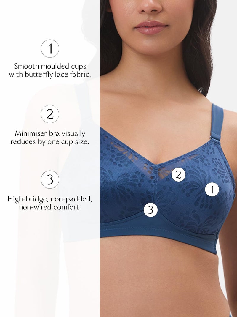 Triumph Minimizer Bra for Women Non Wired Non Padded Full Coverage Soft Breathable Fabric High Support Comfortable Everyday Bra Ink Blue 40D Pack of 1 - Image 4