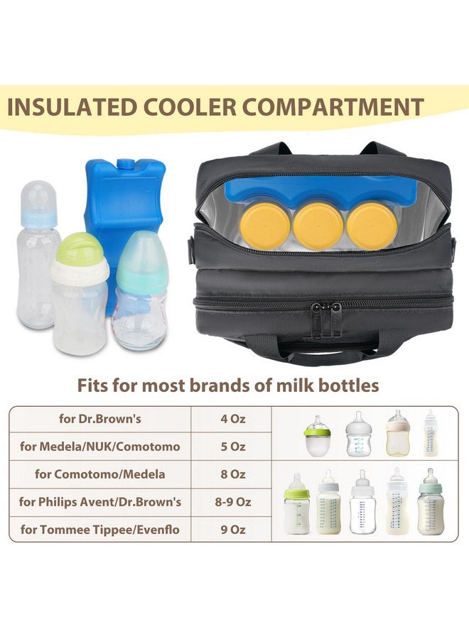 Mancro Mancro Breast Milk Cooler Travel Bag Fits Baby Bottles Up to 9Oz, Breast Pump Bag with Cooler Compatible with Momcozy/Medela/Elvie/Willow Breast Pump and Waterproof Mat, Black  - Image 4