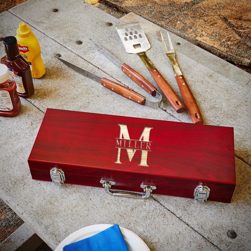 HomeWetBar Personalized Outdoor Grill Accessories with Wood Box for Family Parties and Camping by HomeWetBar  Custom Barbecue Tools for Grilling - Image 4
