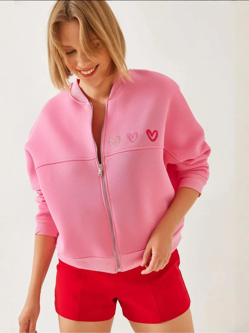 بيانكو لوتشي سويت شيرت بغطاء رأس مطرز بسحاب من لوكسي