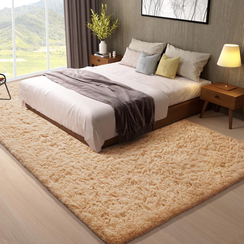 Ophanie 8x10 Beige Area Rugs for Living Room, Large Shag Bedroom Carpet, Big Indoor Thick Soft Shaggy Nursery Rug, Fluffy Carpets for Boy and Girls Room Dorm Home Decor Aesthetic - Image 3