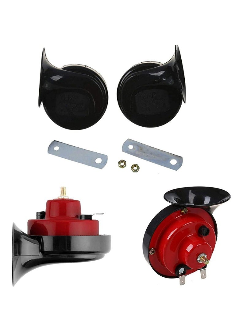 110DB بوق قطار فائق الصوت، بوق كهربائي مقاوم للماء 12 فولت، حلزون كهربائي يستخدم للشاحنات والسيارات، بوق هواء مزدوج، إكسسوارات سيارات عالمية للسيارات، الدراجات النارية، الشاحنات، الدراجات، القوارب (أحمر) - Image 2