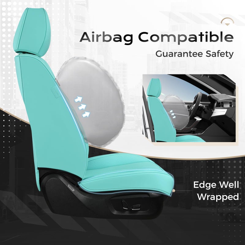 Coverado Seat Covers, Car Seat Covers Front Seats, Car Seat Cover, Car Seat Protector Waterproof, Car Seat Cushion Nappa Leather, Seat Covers Carseat Cover Universal Fit for Most Cars - Image 4