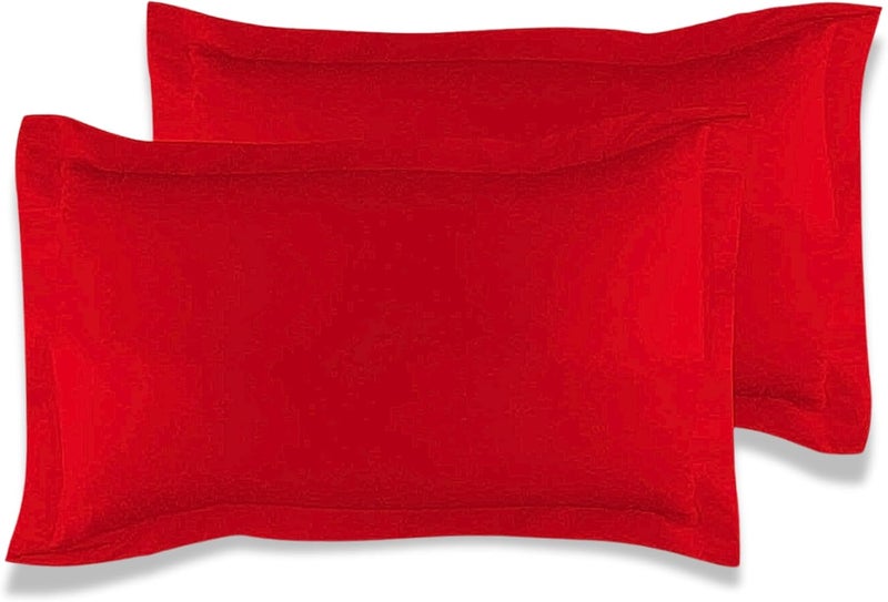 MUSA MUSA® Cotton Pillow Cover Shams - Washable Pillowcases for Sofa Cushions, Bedrooms & Dorm Decor | Hotel Quality Pillow Covers with Envelope Closure & 5cm Side Frame (2, Red, 50 x 90cm) - Image 1