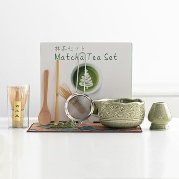 8 Pcs Matcha Whisk Set 21 Oz Cherry Blossom Petals Patterned Bowl With Lacin  Spout Natural Matcha Whisks Kit Gift For Matcha Lovers Beginner