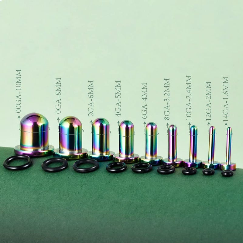 TBOSEN 18PCS Surgical Stainless Steel Stretching Kit Plugs Expander Single Flat Top Body Piercing Jewelry Set 14G-00G - Image 2