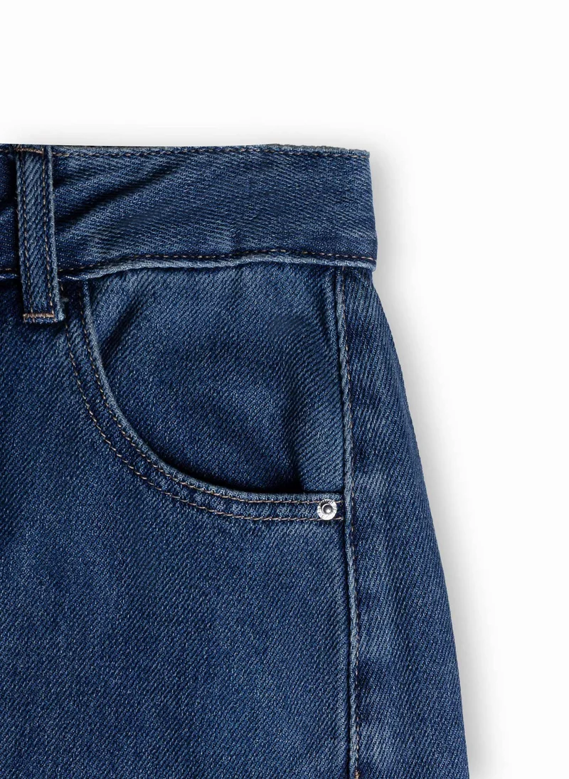 Shapes BLUE CURVED SEAM BARREL JEANS for Women | Best Price UAE