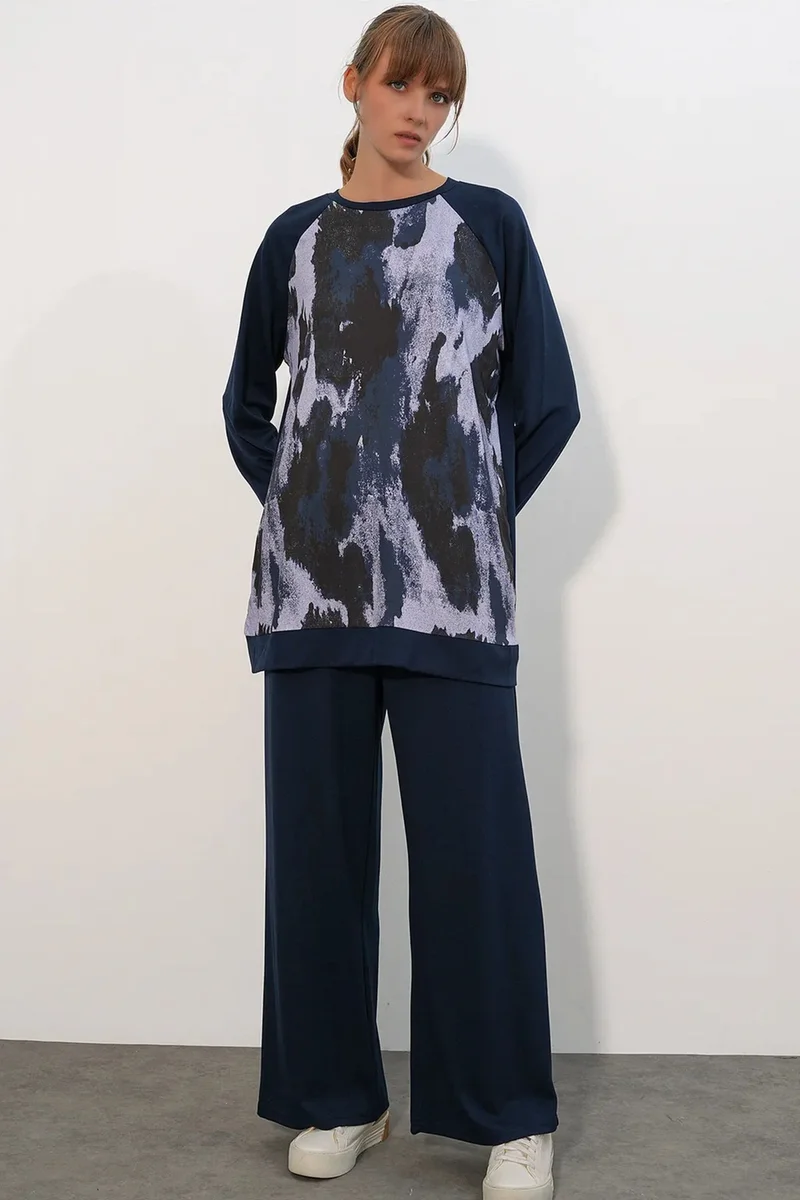 بيغ دارت BDART Oversize Abstract Print Crew Neck Tunic & Pants Set