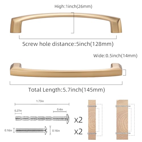 COTYKILEY 10 Pack 5 Inch(128mm) Champagne Bronze Cabinet Handles Champagne Kitchen Cabinet Pulls Cabinet Door Handles Kitchen Cabinet Hardware - Image 2