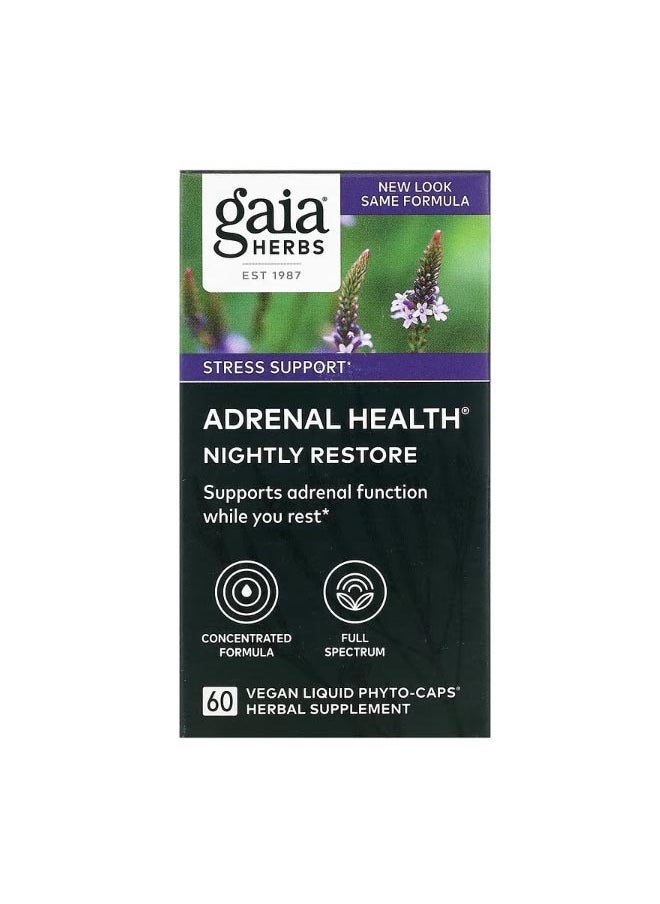 Gaia Herbs - Adrenal Health Nightly Restore 60 Vegan Liquid Phyto Caps - Image 1