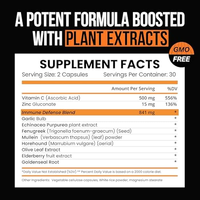 VitaRaw Immune Support Vitamins - Elderberry with Zinc, Vitamin C, and Garlic for Adults - Sambucus Black Elderberry Capsules & Echinacea Immunity Renewal Complex - Image 2