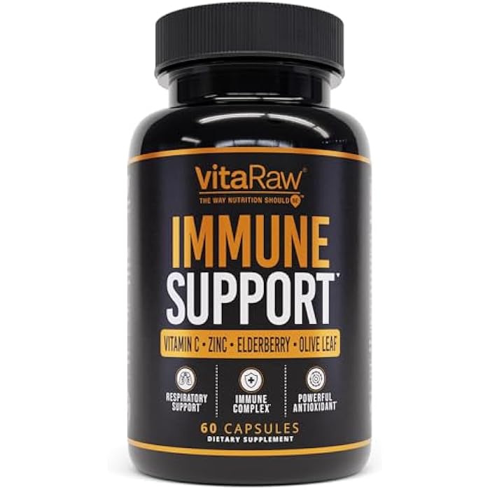 VitaRaw Immune Support Vitamins - Elderberry with Zinc, Vitamin C, and Garlic for Adults - Sambucus Black Elderberry Capsules & Echinacea Immunity Renewal Complex - Image 1