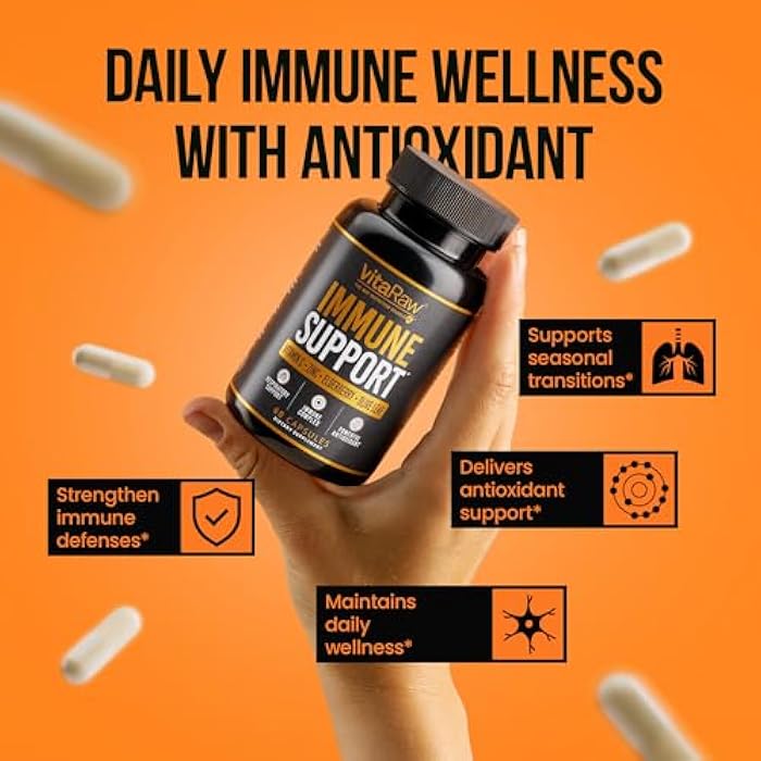 VitaRaw Immune Support Vitamins - Elderberry with Zinc, Vitamin C, and Garlic for Adults - Sambucus Black Elderberry Capsules & Echinacea Immunity Renewal Complex - Image 3