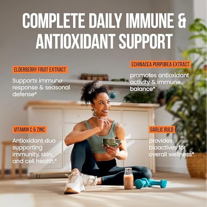 VitaRaw Immune Support Vitamins - Elderberry with Zinc, Vitamin C, and Garlic for Adults - Sambucus Black Elderberry Capsules & Echinacea Immunity Renewal Complex - Image 5