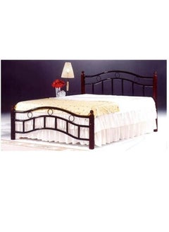 SULSHA Wooden Steel King Size Bed Cherry Brown Legs 180 x 190 cm  - Image 1