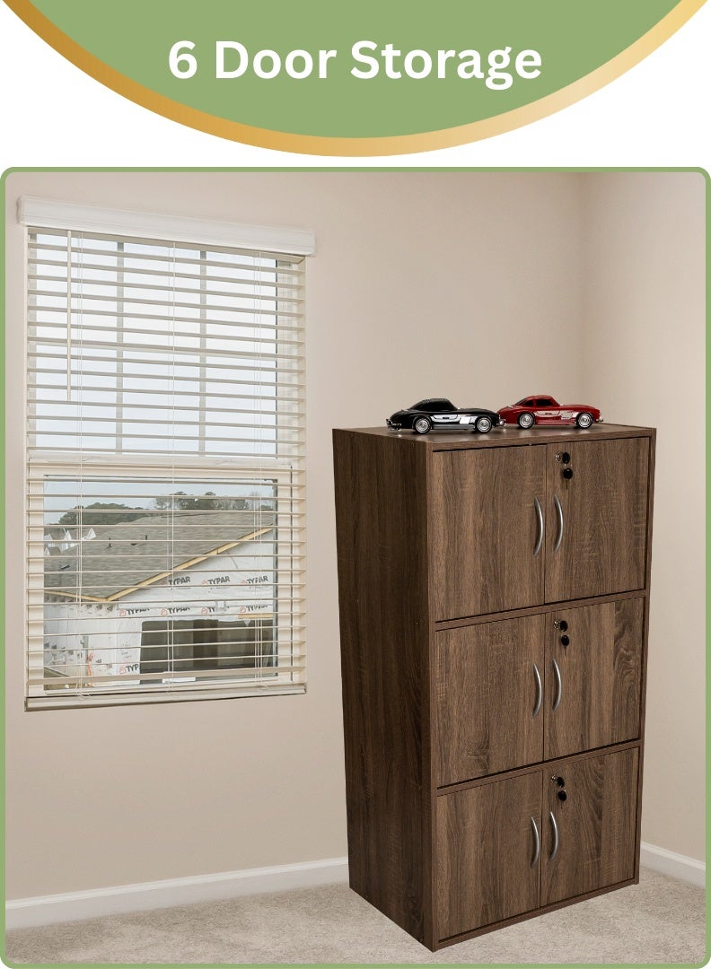 AFT Modern Wooden 6-Tier Storage Cabinet with Lockable Doors – 112 cm Tall Freestanding Organizer with 6 Spacious 35 cm Shelves, 40x60 cm Surface Area, 15 mm Thick Panels – Durable Multipurpose Cupboard for Home, Office, or Bedroom Use – Sonoma oak (Arfan) - Image 4