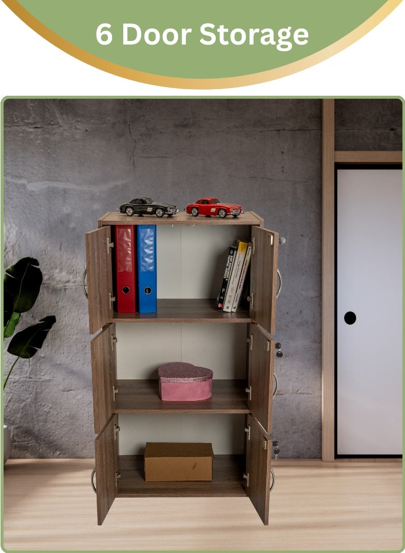 AFT Modern Wooden 6-Tier Storage Cabinet with Lockable Doors – 112 cm Tall Freestanding Organizer with 6 Spacious 35 cm Shelves, 40x60 cm Surface Area, 15 mm Thick Panels – Durable Multipurpose Cupboard for Home, Office, or Bedroom Use – Sonoma oak (Arfan) - Image 5
