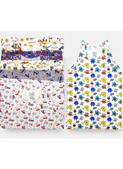 Tutku Passion Boy Elastane Printed Undershirt 3 Pack